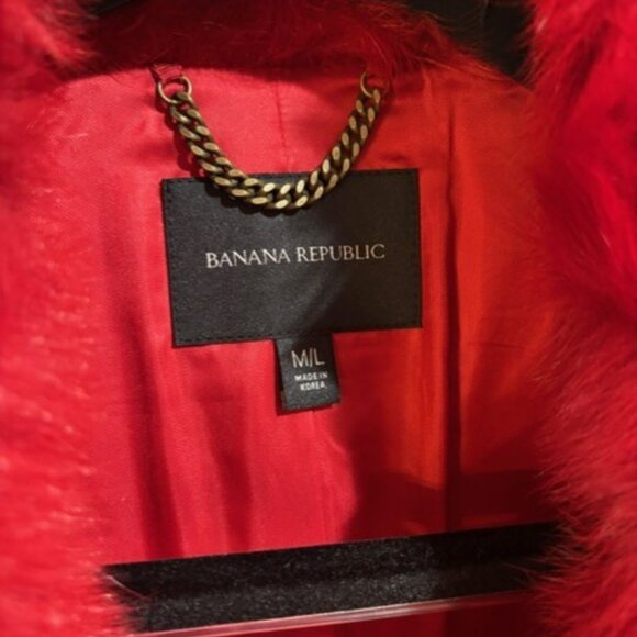 LUX Banana Republic Toscana Red Madder Shearling Luxury Coat - Picture 4 of 11